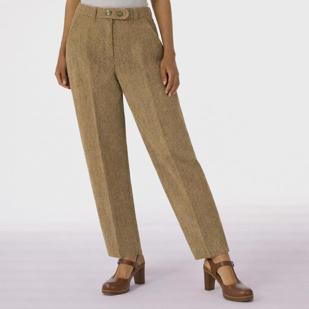 70s Vintage Wool Pants Womens Plaid High Rise Straight Leg Trousers Size 4 Mod